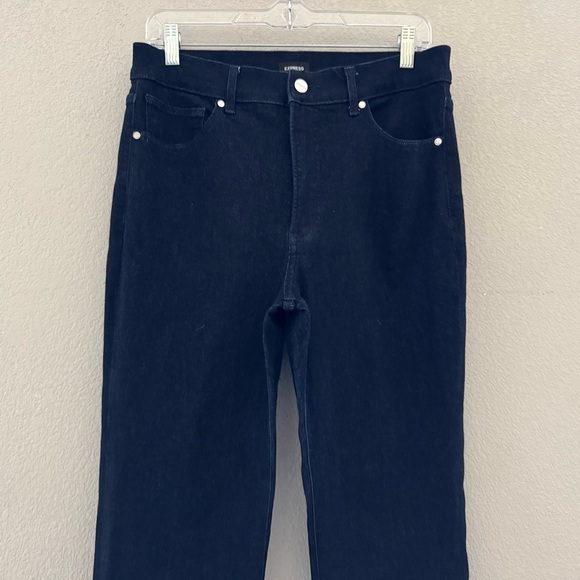 New Express High Rise Boot Cut Jeans Dark Indigo Denim Classic Minimalist 10 - Picture 7 of 13